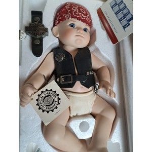 Harley-Davidson Franklin Mint "Bobby" The Little Biker Baby Porcelain Doll